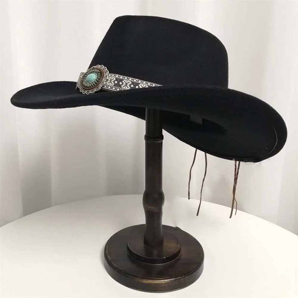 

Wide Brim Western Cowboy Cap Breathable Cotton Cowgirls Visor Cap Turquoise Ethnic Style Sun Protection Knight Hat