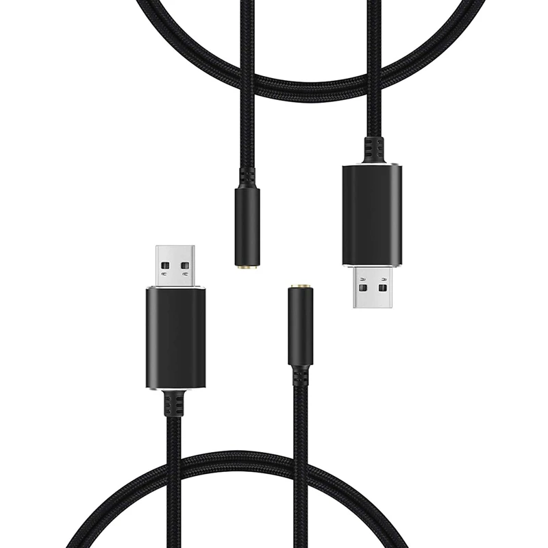 2X USB To 3.5Mm Headphone And Microphone Jack Audio Adapter With 3.5Mm Combo Aux Stereo Converter For Headset Mac PS4 PC