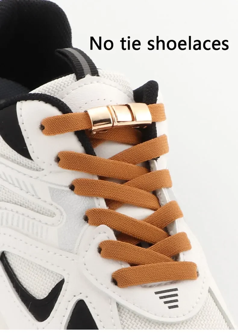 1 Paar flache Schnürsenkel ohne Binden, zum Einsetzen, mit Druckverschluss, elastische Schnürsenkel für Sport, Sneaker, Kinder und Erwachsene, Laufschuh-Schnürsenkel – Detail 1