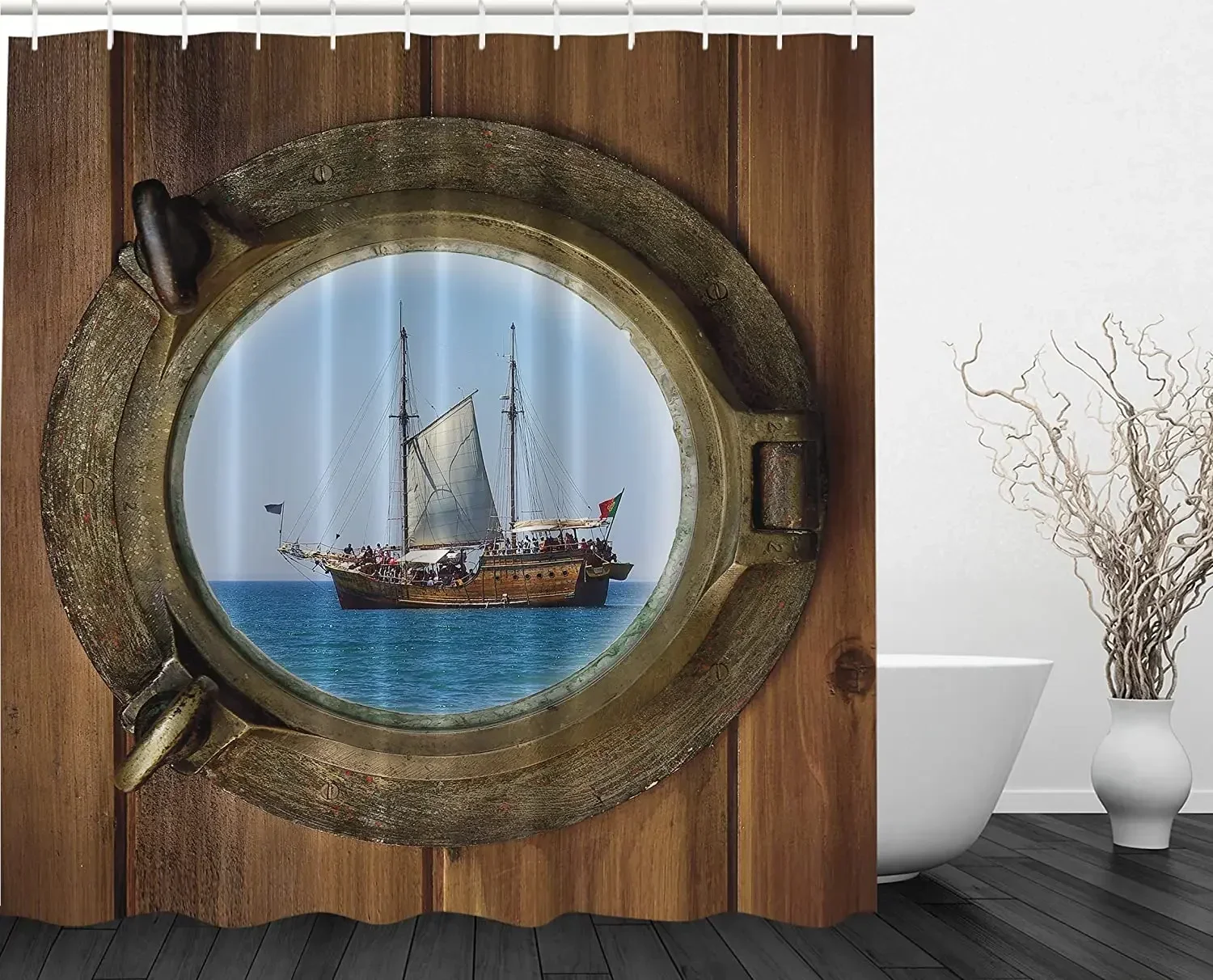 Better Curtains Pirate Ship Porthole Sailor Polyester Shower Curtain Wall Decoration Hanging Curtains