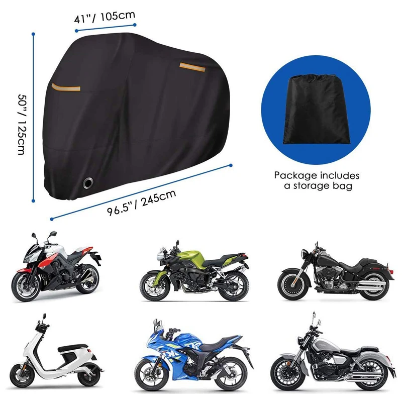 190T Outdoor Motorcycle Cover Thick Waterproof Bicycle Cover for Scooter Motorcycle Case Weather Protection Dustproof Anti UV