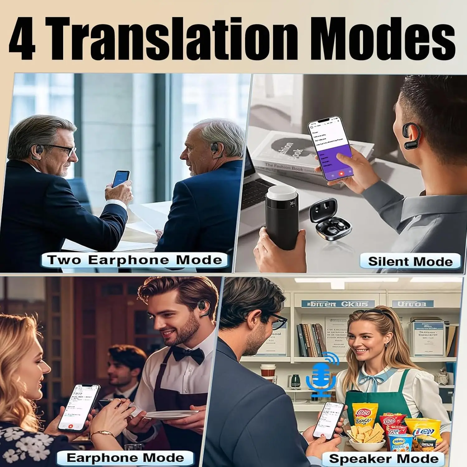 Translator Headphones OWS BT 5.4 144 Languages OWS Earbuds Real-Time Translation Open-Ear No Subscription 4 Modes Tech Top