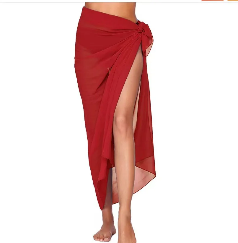 Vestido longo de praia feminino, saída de banho, verão, envoltório de biquíni, cachecol transparente, saída de banho, xale de biquíni