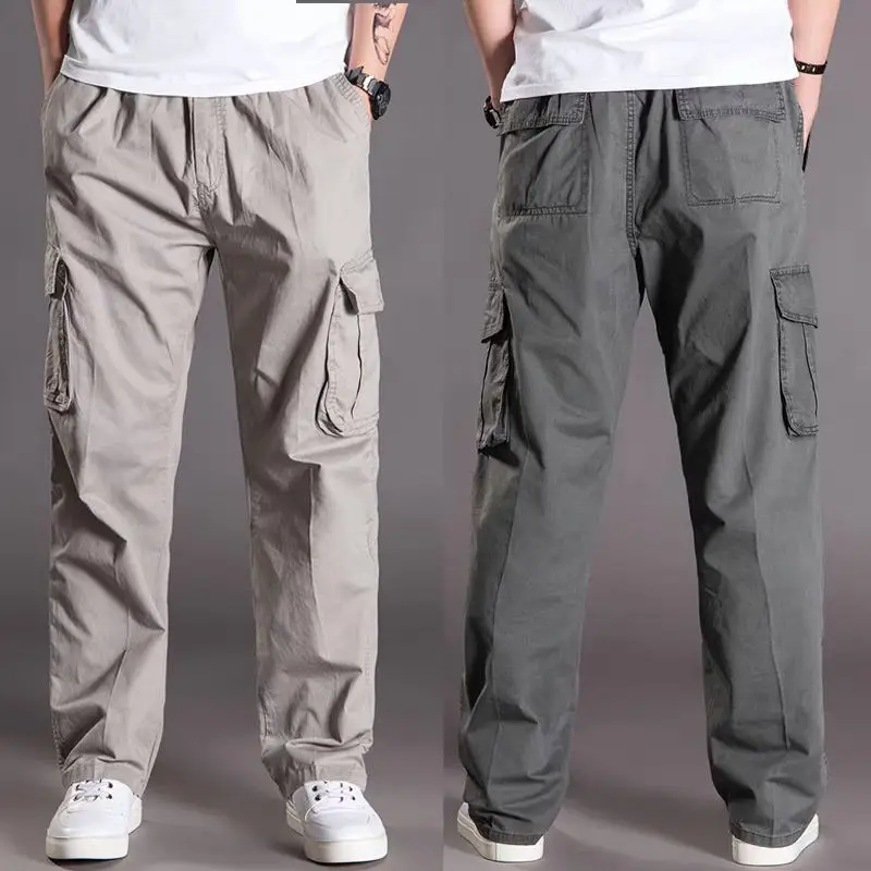 

Men's Loose Plus Size Straight Trousers New Pure Cotton Workwear Casual Long Pants