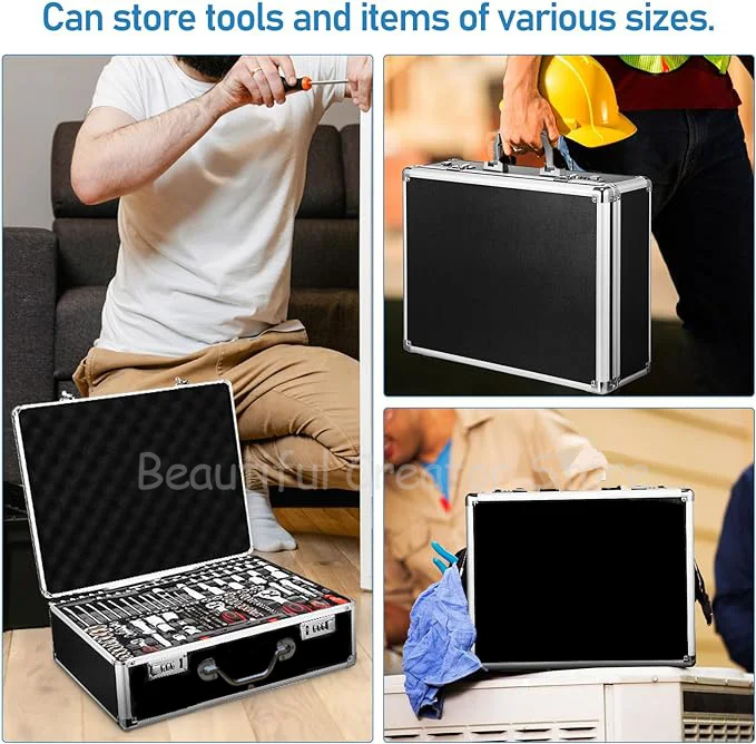 Portable Aluminum Password Tool Box Shockproof Hard Case Sfety Equipment Instrument Toolbox Storage Hardware Tool Case Organizer