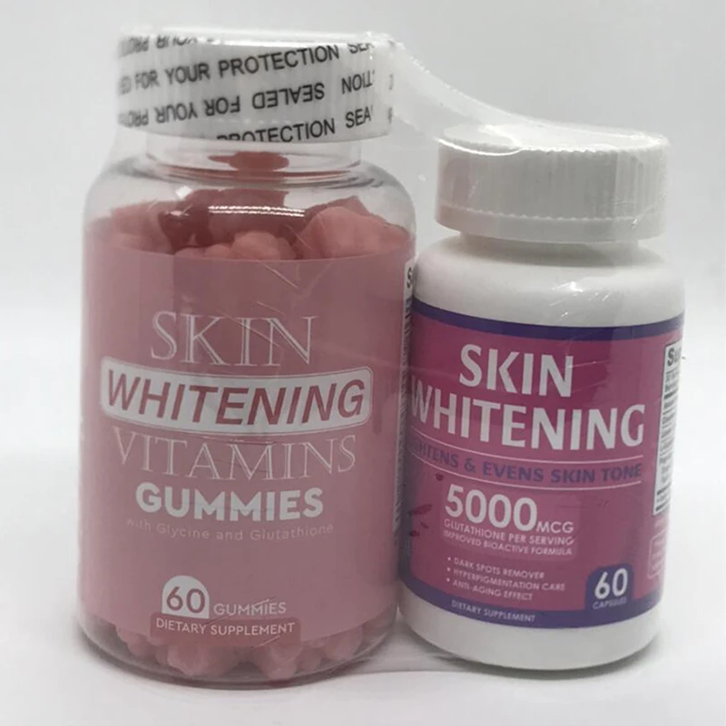 Glutathione Capsule for Face & Body, 2 Bottles, Lightening Gummies, Melanin Reduction, Natural Skin