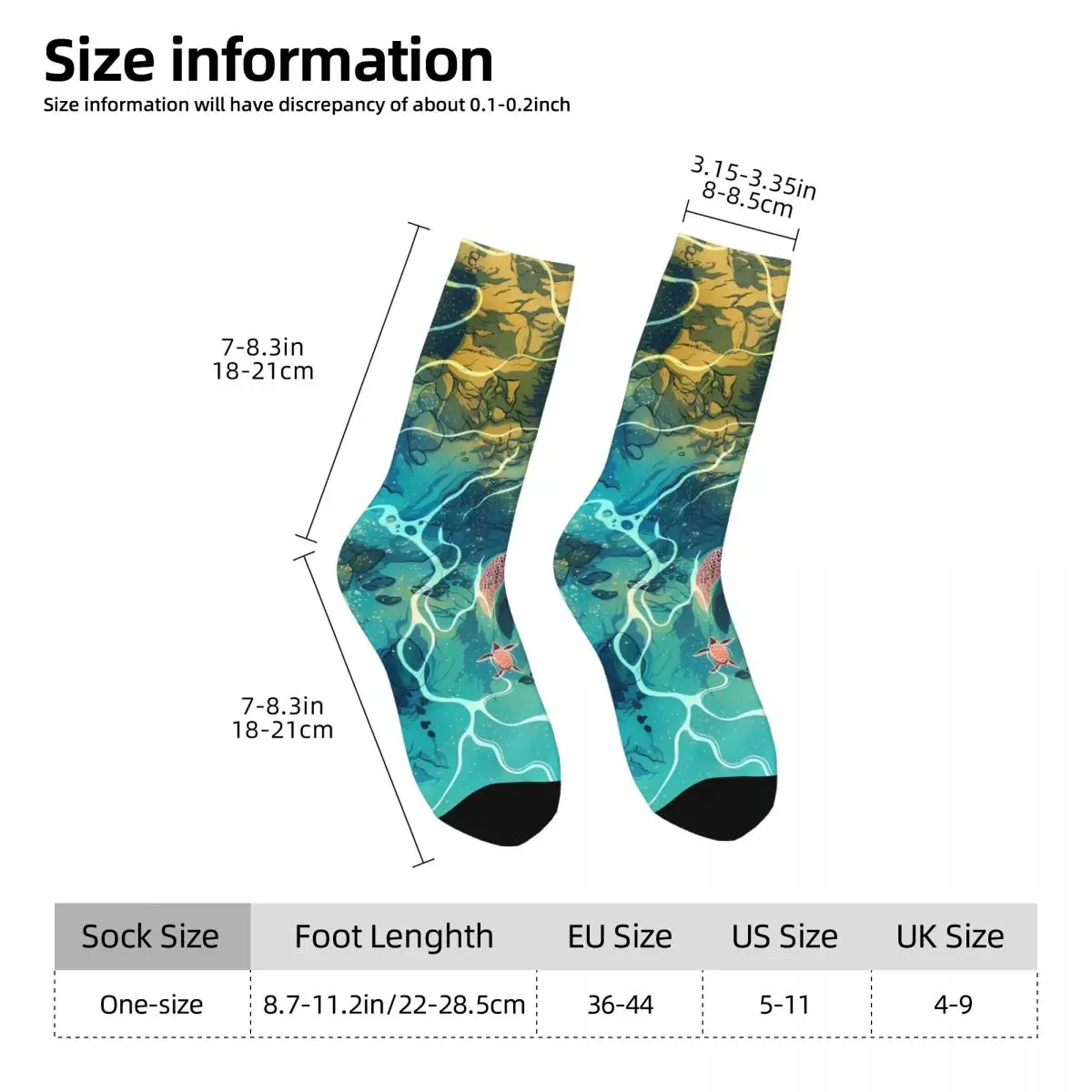 Sea Turtle Jellyfish Sock Printed Man Polyester