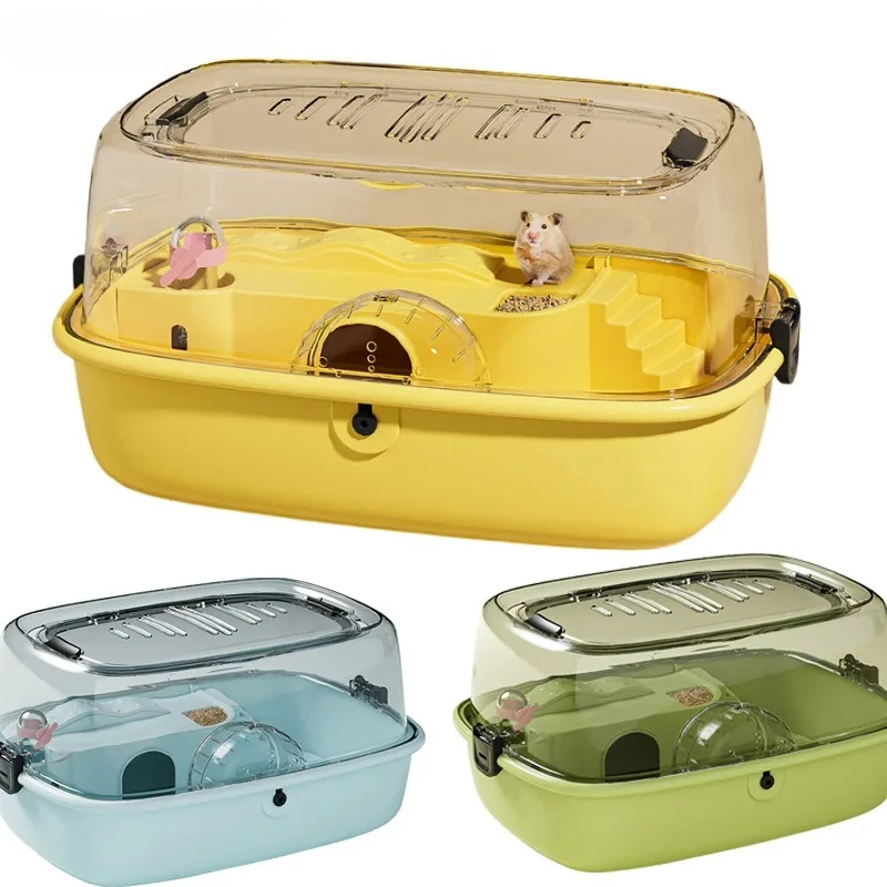 

Double Layer Hamster Cage Transparent Small Animal Home Large Capacity Small Pet House with Running Wheels Acrylic Hamster Villa