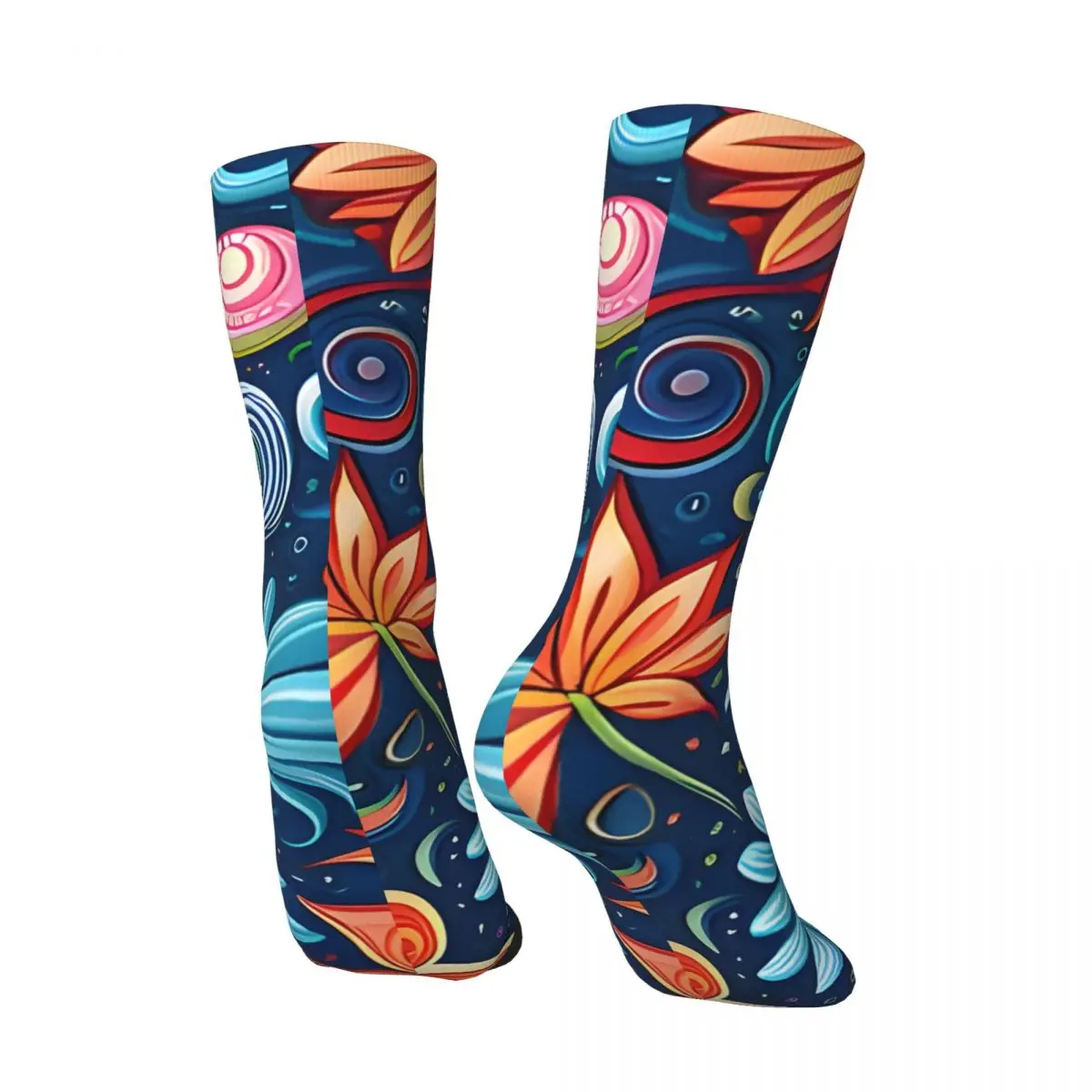 Cosmic Whirlwinds Psychedelic Flowers Sock for Men  Harajuku Colorful Flowers Seamless Pattern Printed Crew Sock Casual fugees