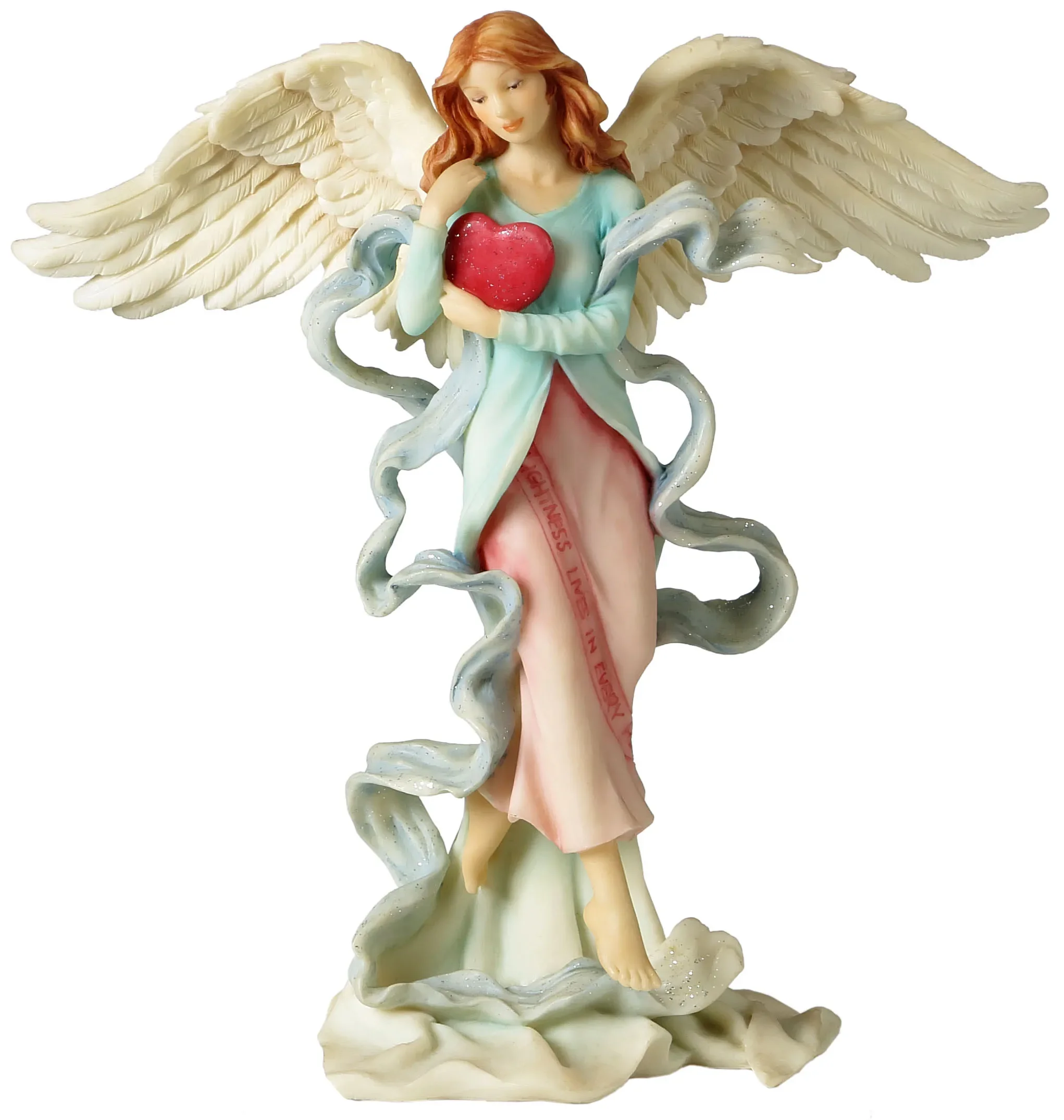 Resin Angel Figurine Angel Hug Heart Sculpture European-style Resin Angel Statue for Home & Office Decoration Birthday Gift