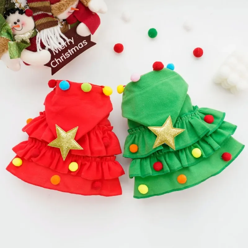 Cute Pet Christmas Clothing Pet Dogs Cats Hoodie Chihuahua Yorkshire Coat Suitable for Small and Medium Sized Puppies Cloak