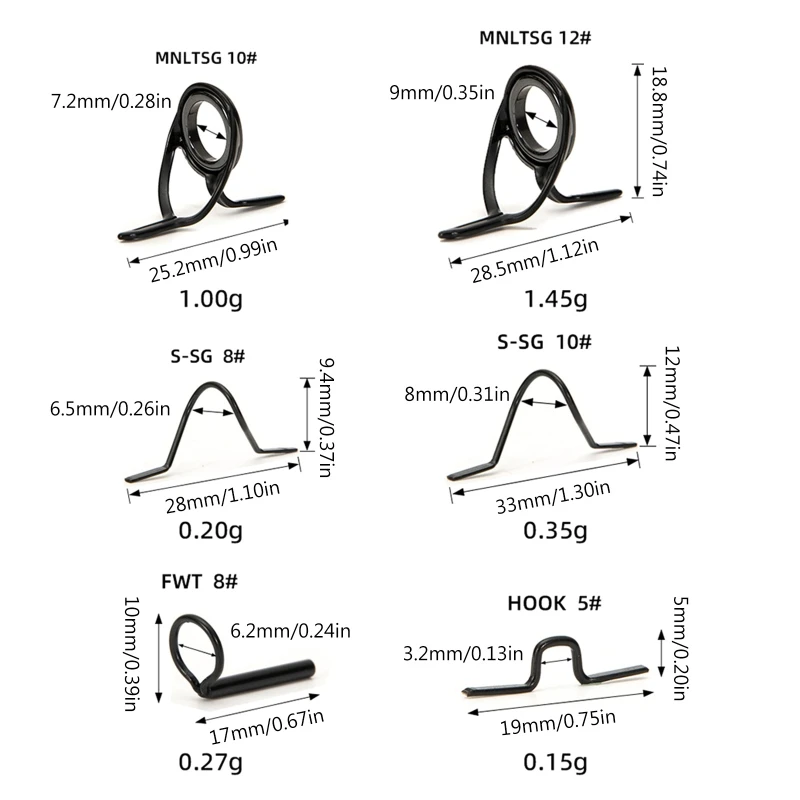 N0HA High Quality Stainless Steel Fly Rod Guide Set Fishing Rod Guides Tips Parts Durable DIY Eye Rings Fishing Accessories