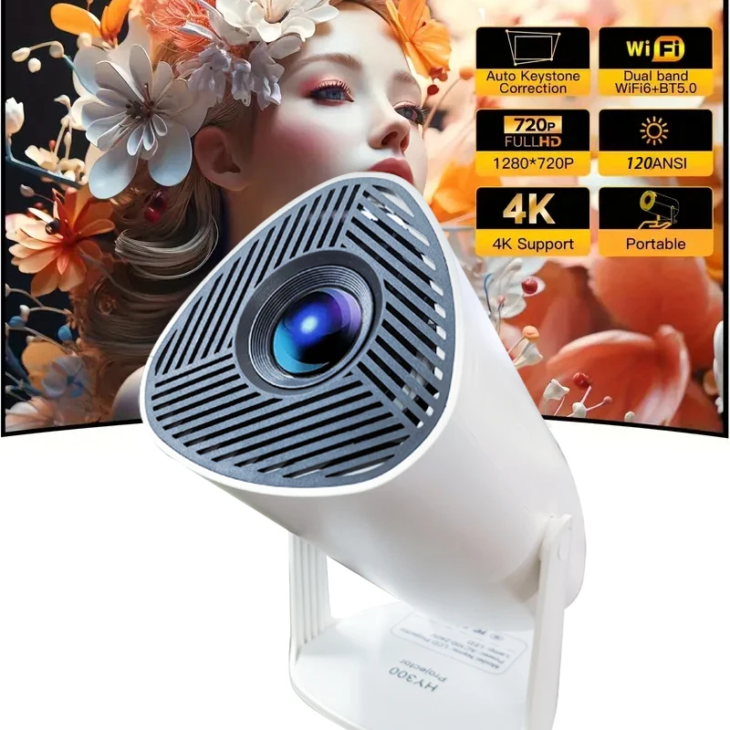 

Мини-проектор HY300, Android 11, двойной 150ANSI, поддержка 720P, 4K HD, проектор с автоматической коррекцией, рождественские украшения