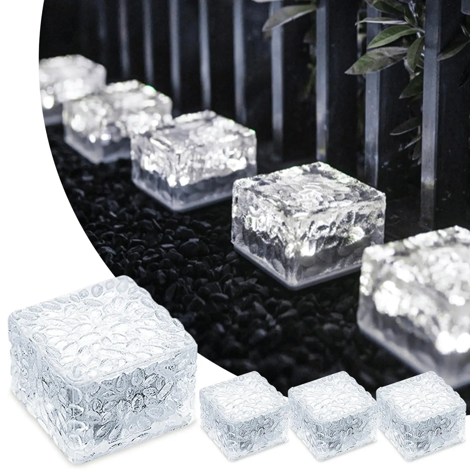 

4PCS Solar Light PVC Brick Light On/Off Solar Ponds Lights Outdoor Garden for Lawn Path Step Stone Deck Ground Pond 7x7x5cm