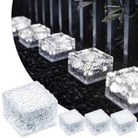4PCS Solar Light PVC Brick Light On/Off Solar Ponds Lights Outdoor Garden for Lawn Path Step Stone Deck Ground Pond 7x7x5cm