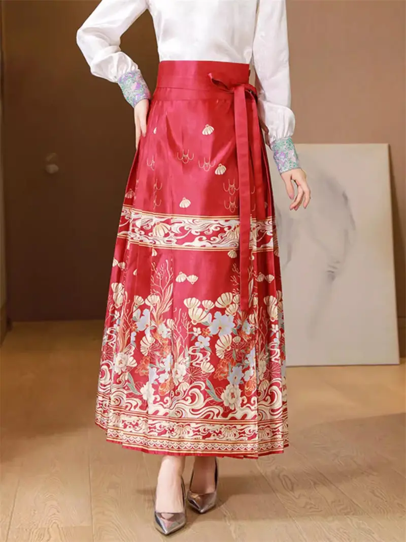 Chinese Style Horse Face Skirt For Women In Spring 2024 New Daily Temperament Commuting Improvement Hanfu Skirt Elegant K033