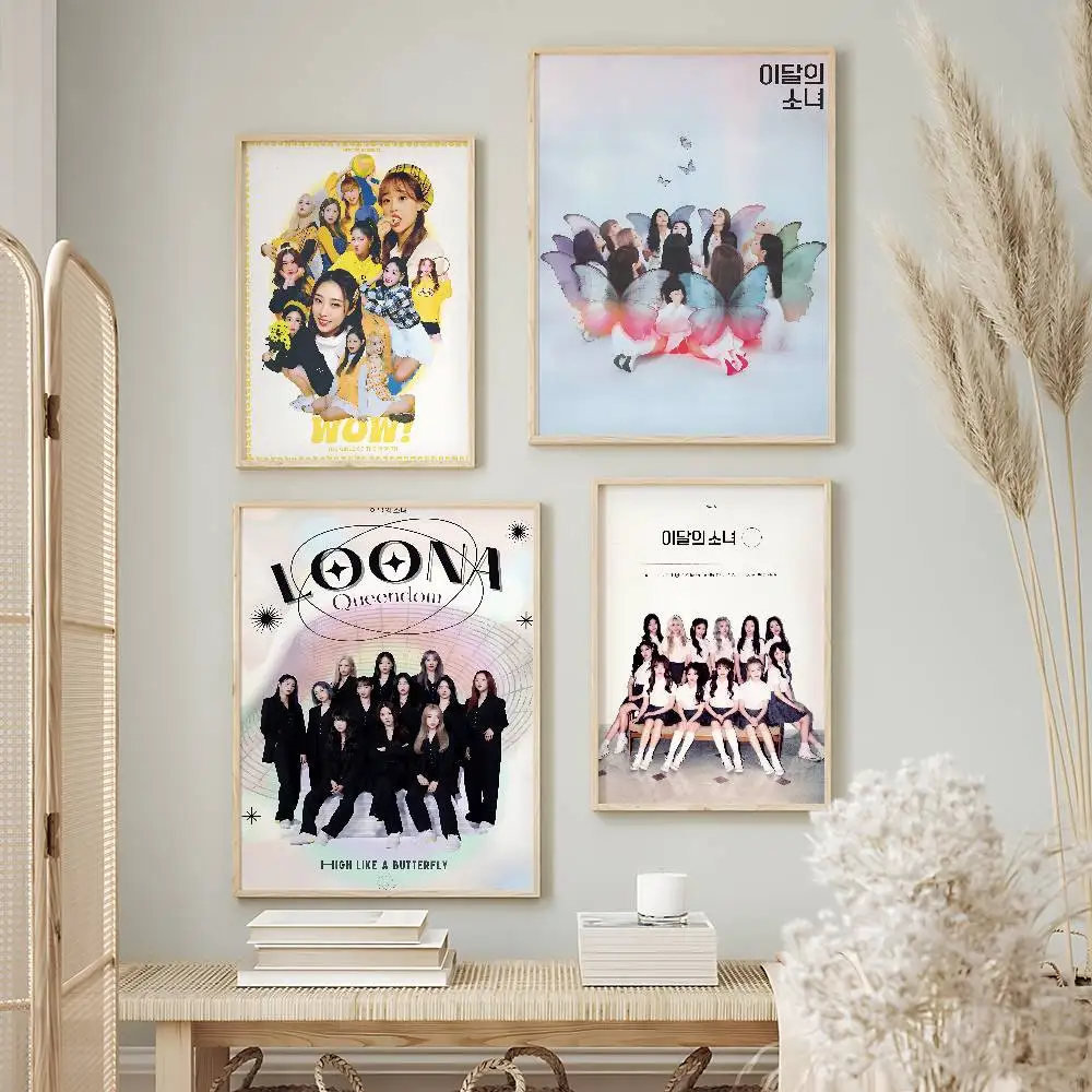 Trending K-Pop LOONA Posters Premium Self-Adhesive No Residue Wall Sticker for Home Office Bar Decor