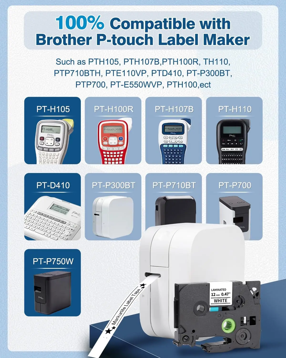 Fita de etiqueta Brother compatível com 6/9/12/18/24mm TZe-231 TZe-241 TZe-251 TZe-211 TZe-334 para P touch PT-H110 E105 H101C H100LB D210