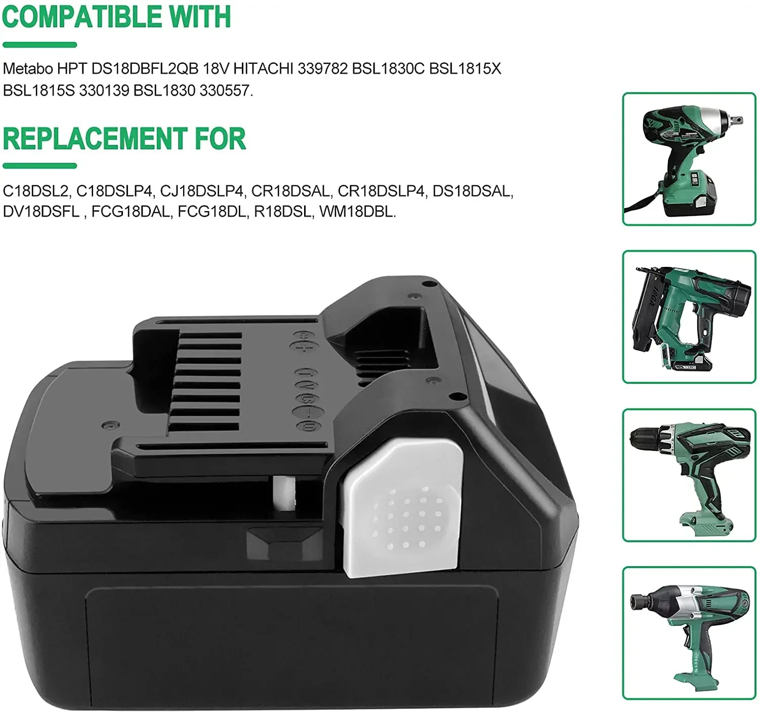 18V 4Ah 6Ah Li-Ion BSL1830B Replacement Battery for HITACHI BSL1820 BSL1840 BSL1850 BSL1860B Power Tools Batteries