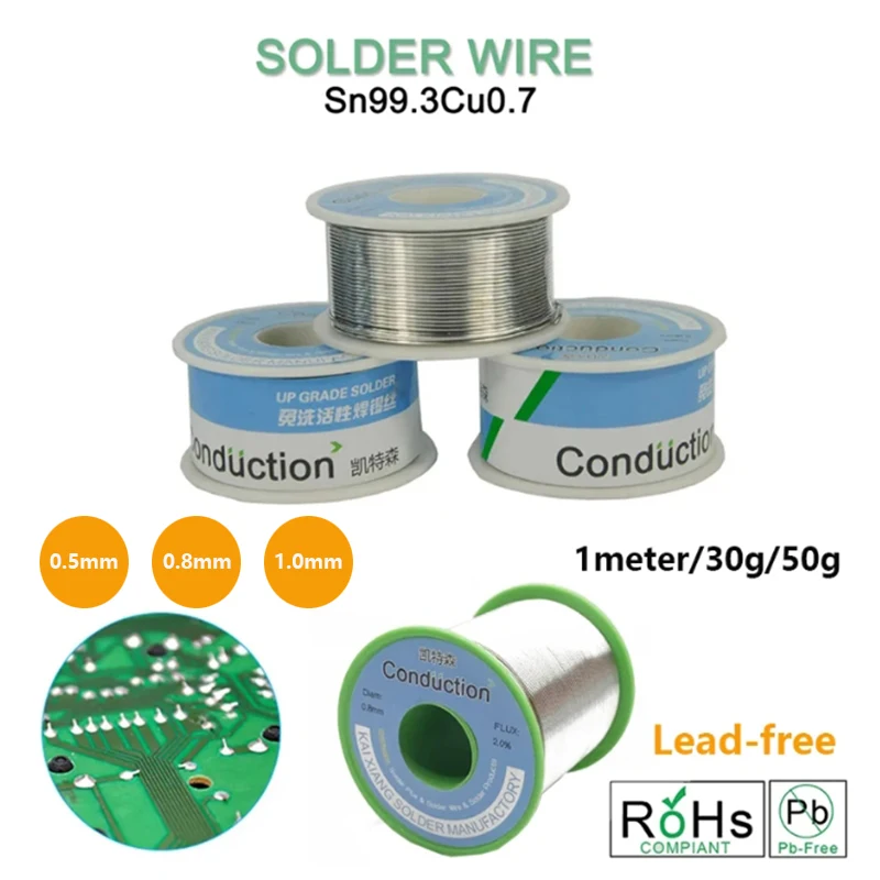 

Lead-free SN99.3CU0.7 Solder Wire Solder Tin Wire Eco-friendly Rosin Core for Electrical RoHs The Solder Joint Bright and Firm