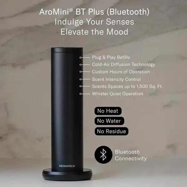 New AroMini BT Plus Scent Diffuser w/Bluetooth – Cold-Air Diffusion Scent Machine for Home, Office, Hotel, Spa – Nebulizing Diff