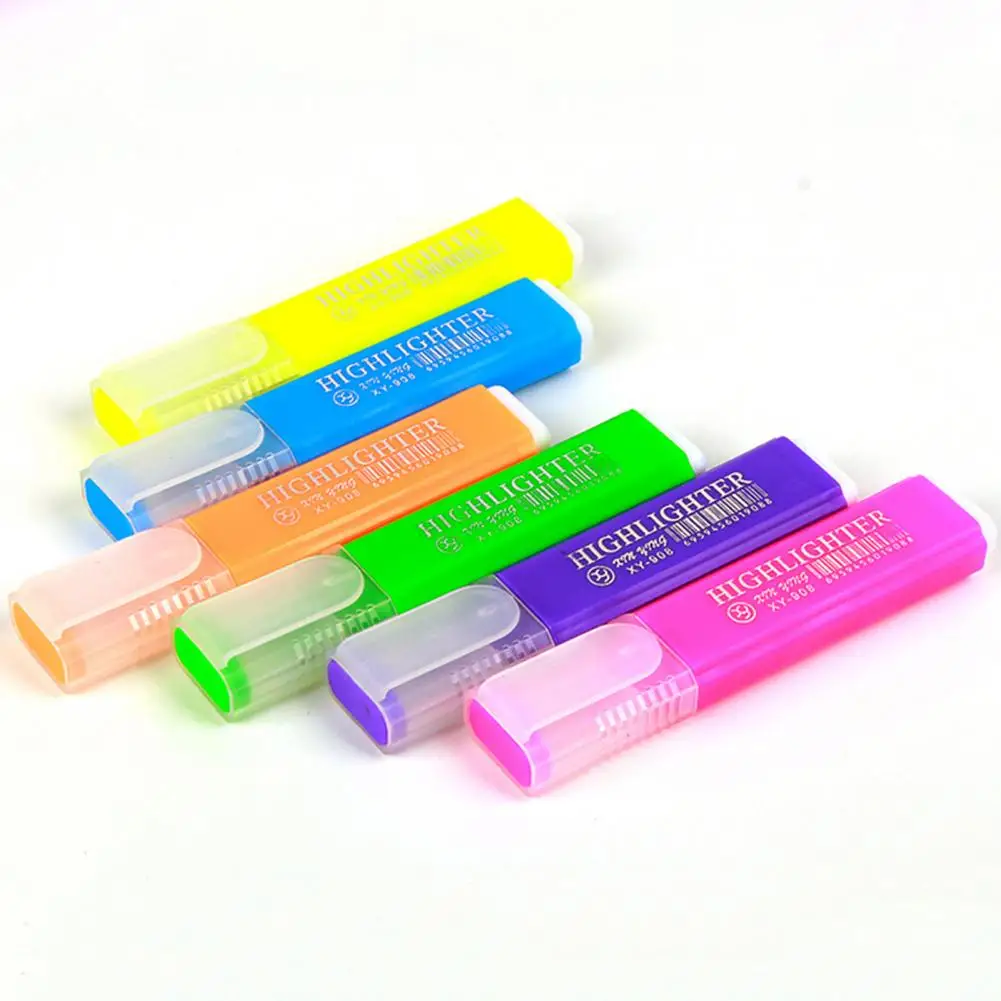 No Shadow 4/6Pcs Portable Adults Kids Fluorescent Pens Short Highlighters Quick Dry   School Stationery