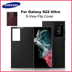 Original S-View Flip Cove for Samsung Galaxy S22 Ultra Smart Clear View Mirror Flip  Protective Case EF-ZS908
