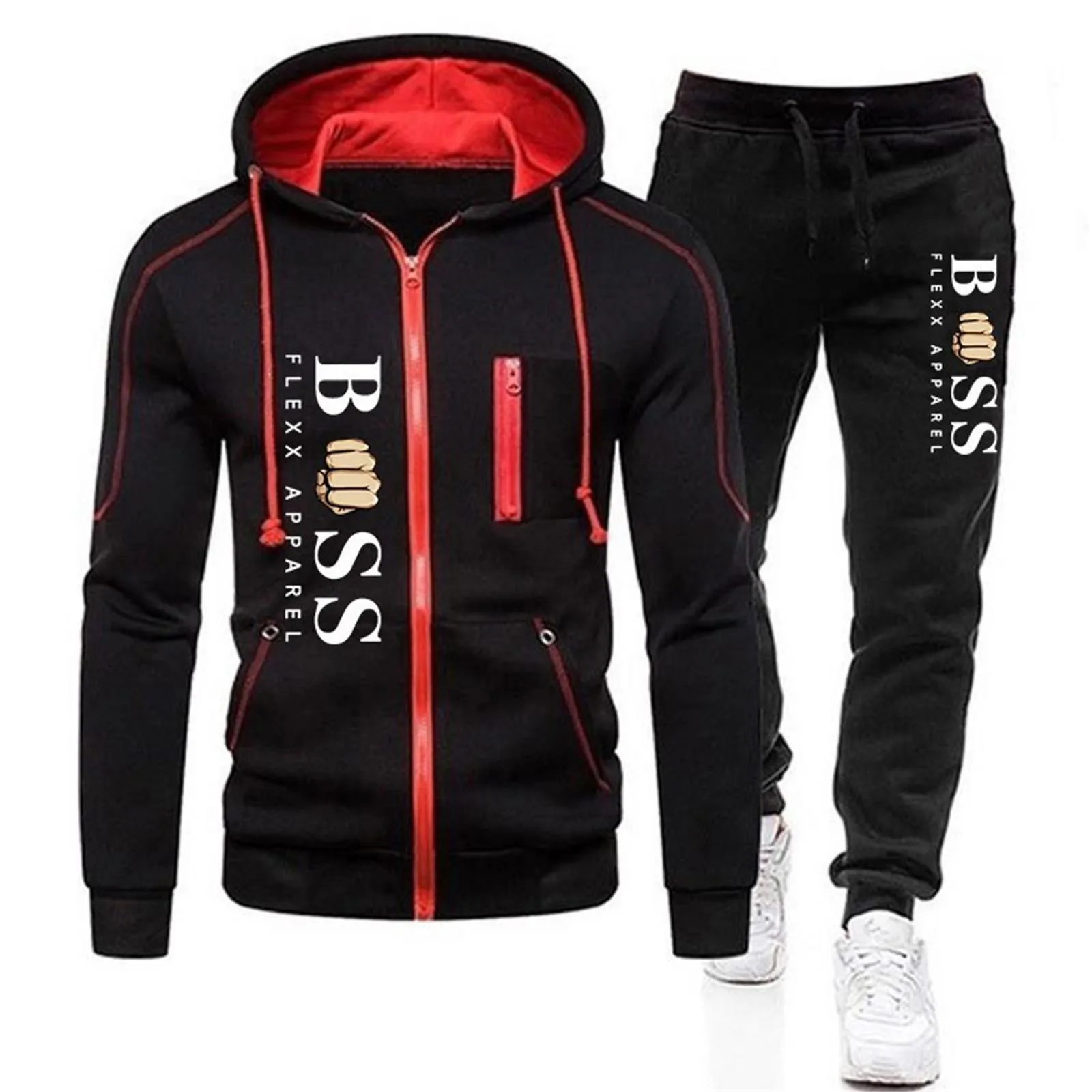 

Sport Men's Tracksuit Spring Autumn Zipper Hooded Sweatshirts And Pants 2 Piece Set Streetwear Hoodies Y2k Men Clothing