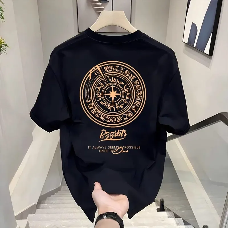

2025 Summer Fashion Brand Short Sleeve 100% Cotton Men's Printed T-Shirt Street Fashion Breathable T-Shirt Tops