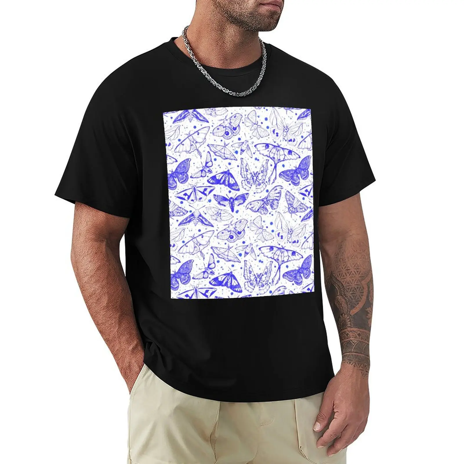 

Moth Magic in Blue T-Shirt Simple Print Design T-Shirt