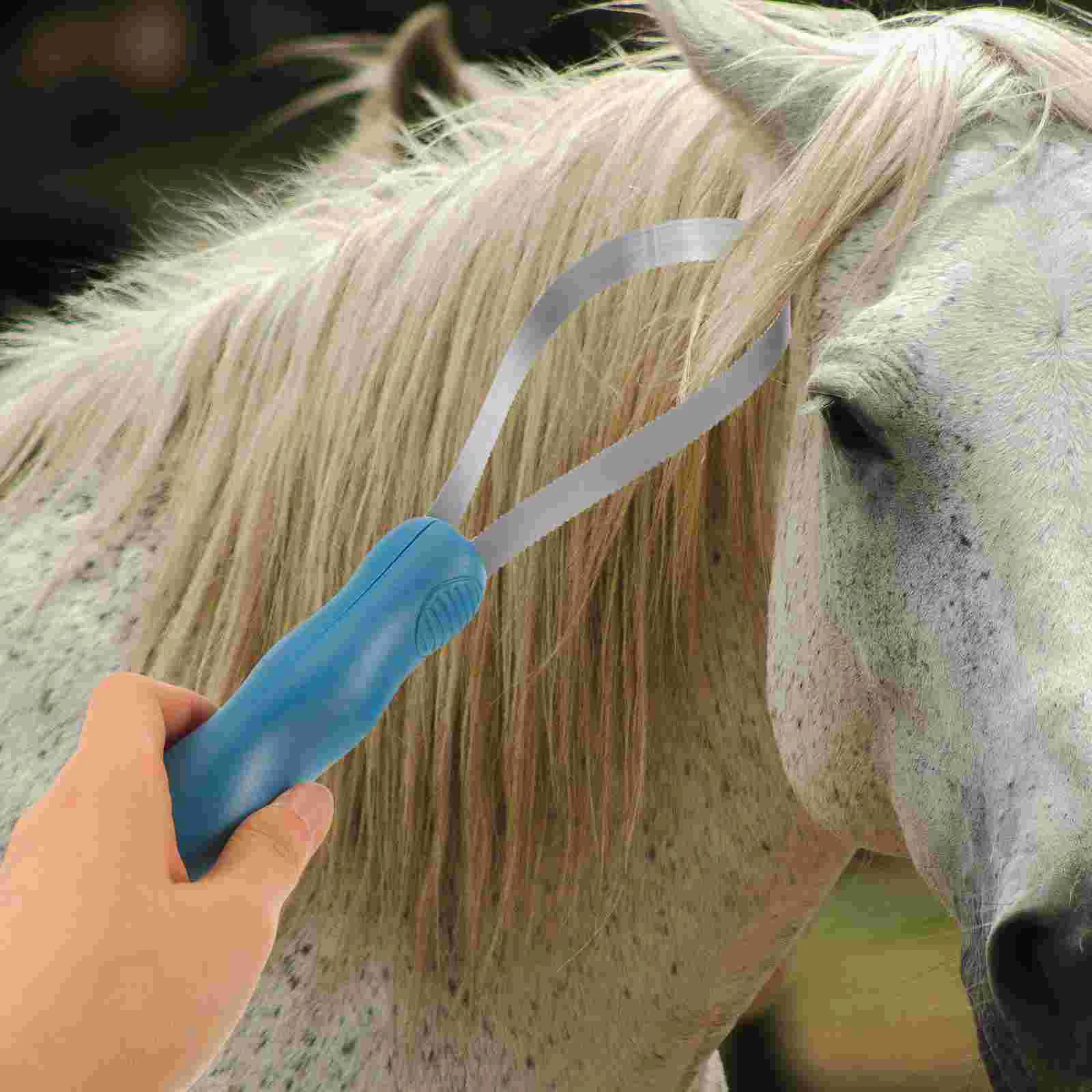 Lâmina de galpão de aço inoxidável portátil escova de cabelo para animais de estimação raspador de aliciamento de cavalo escova removedor de pêlos de cavalo