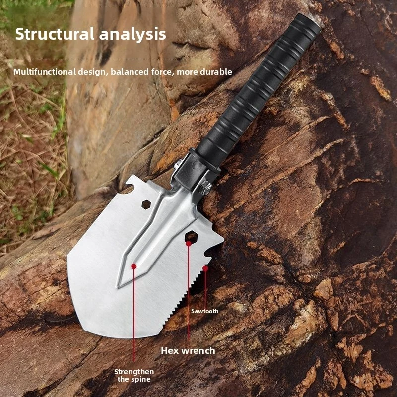 Outdoor military shovel, multifunctional portable manganese steel shovel, camping garden digging tool, small shovel, direct