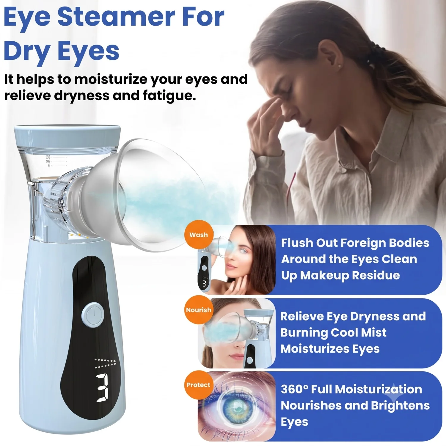 Eye Nano Humidifier Nebulizer Eye Steamer Relieve Fatigue Dry Eyes Moisturizing Face Eye Care Mask Humidifier Mist