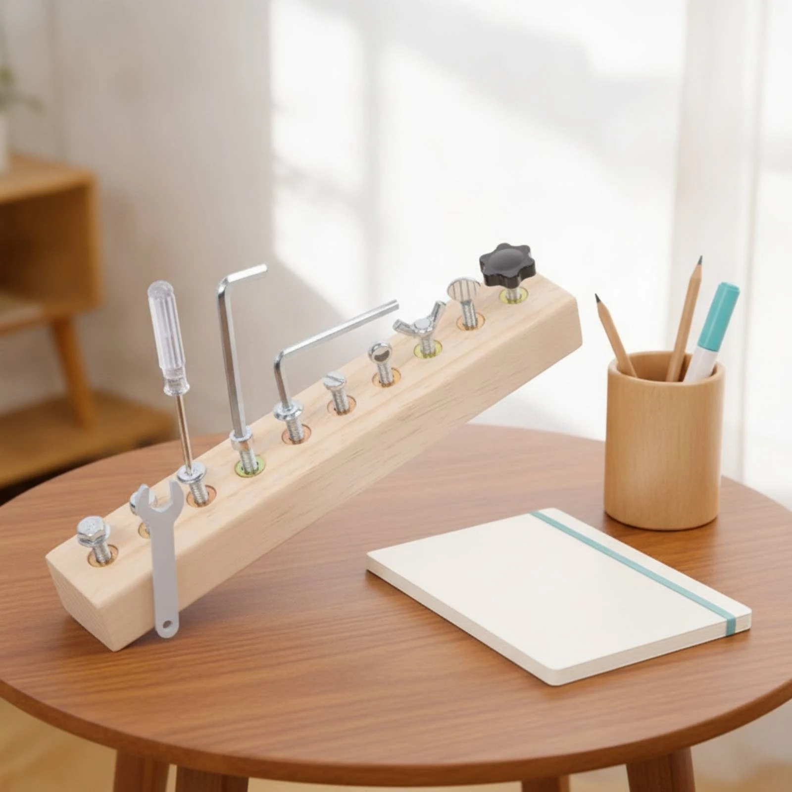 Wooden Screw Board with Tools Hands-on Learning Method Screwdriver Board Set Toy Fine Motor Educational for Preschoolers