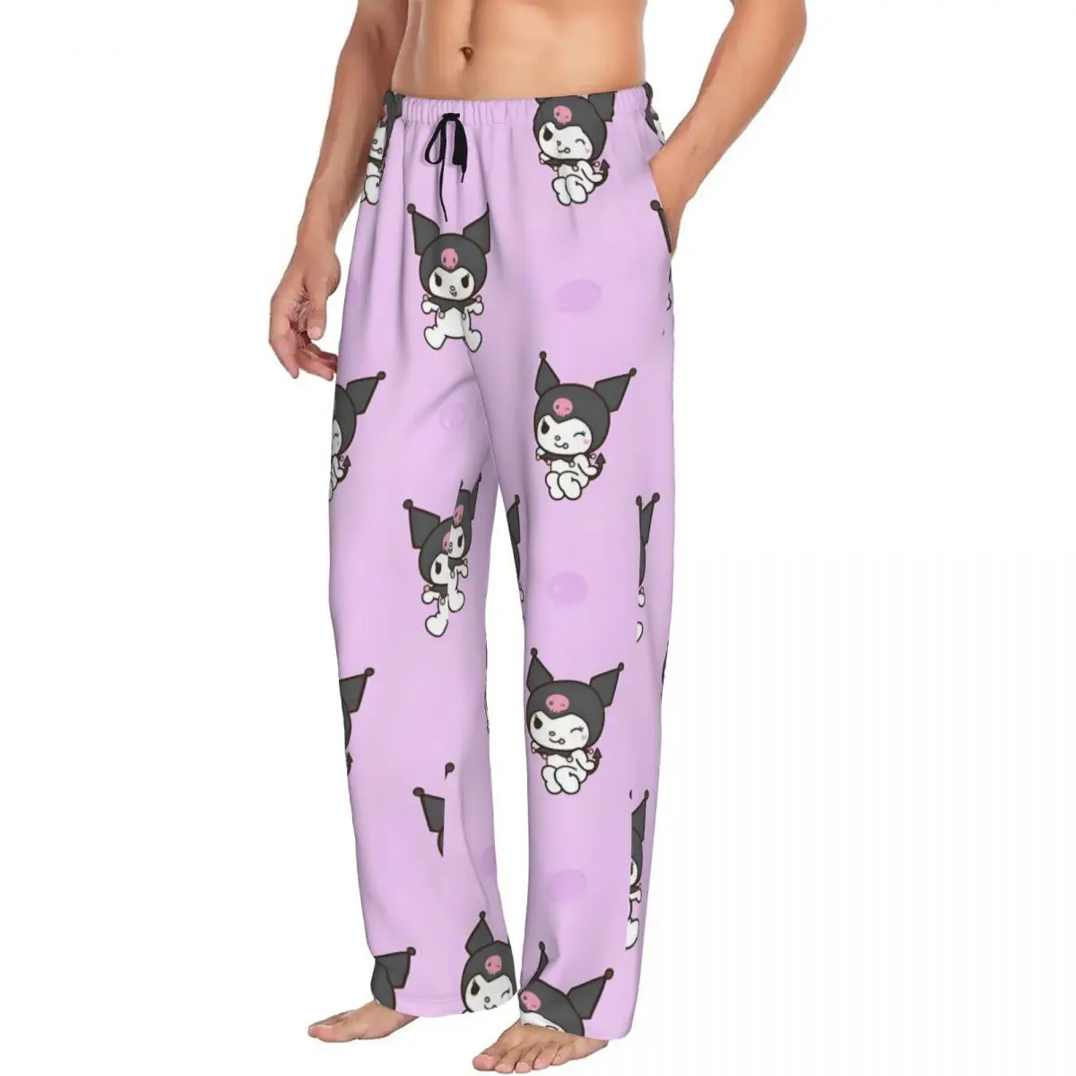 Custom Print Kuromi Pyjamahose Herren Little Devil Sleep Nachtwäsche Hose mit Taschen