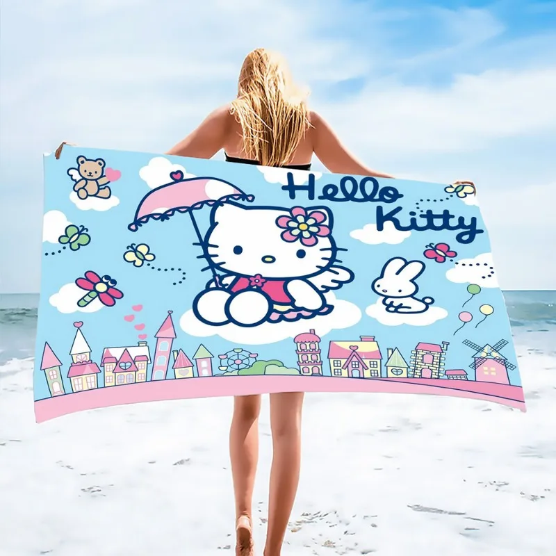 2024Sanrio Hellokitty Bath Towels Microfiber Blanket Quick Drying Beach Towels Printing Towel Summer Swim Shower Towel Blanket