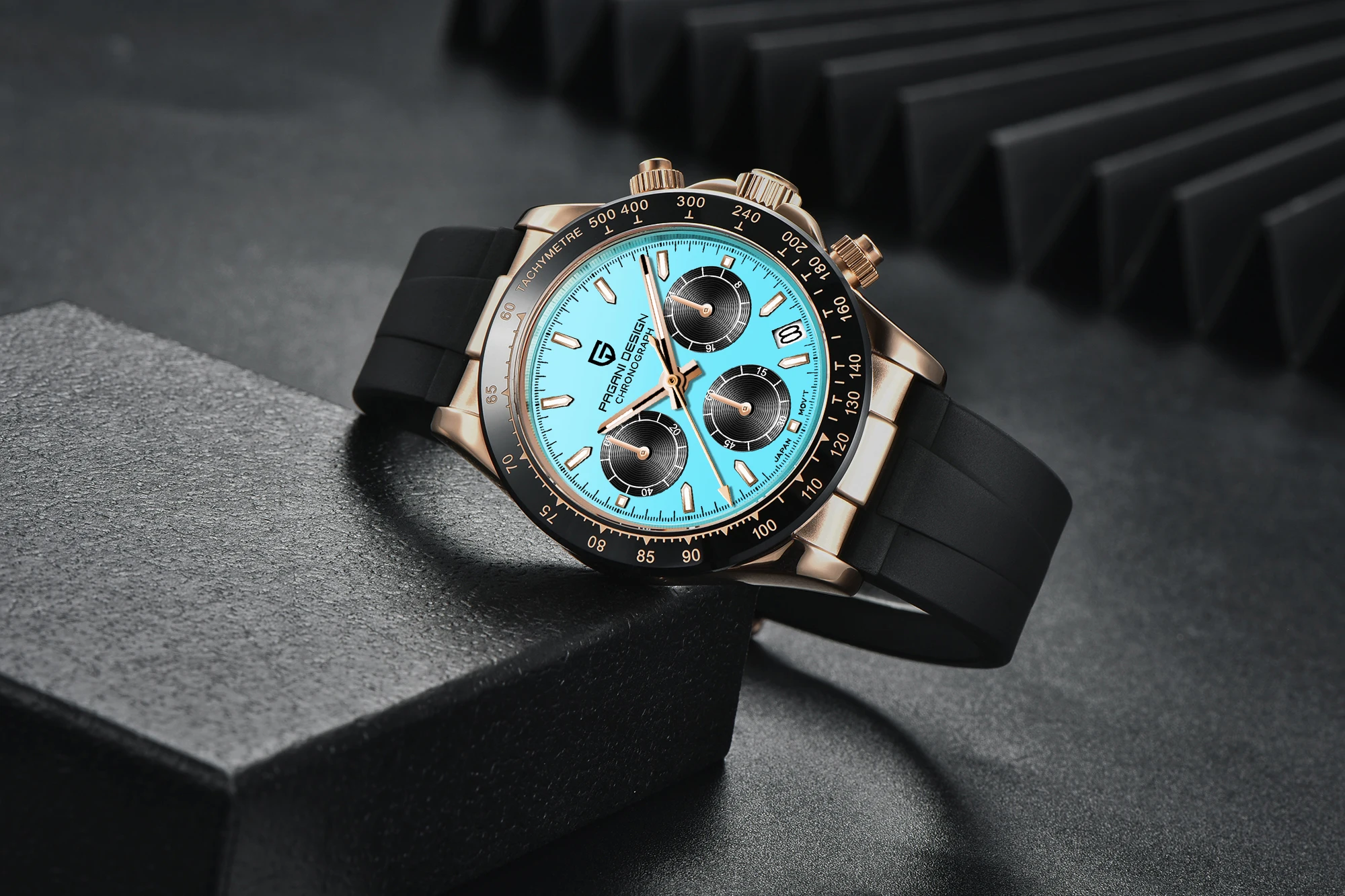 PAGANI DESIGN New Gold Blue Luxury Quartz Watch For Men Gift Box VK63 Movt Chronograph Sapphire Crystal Stainless Steel Watch