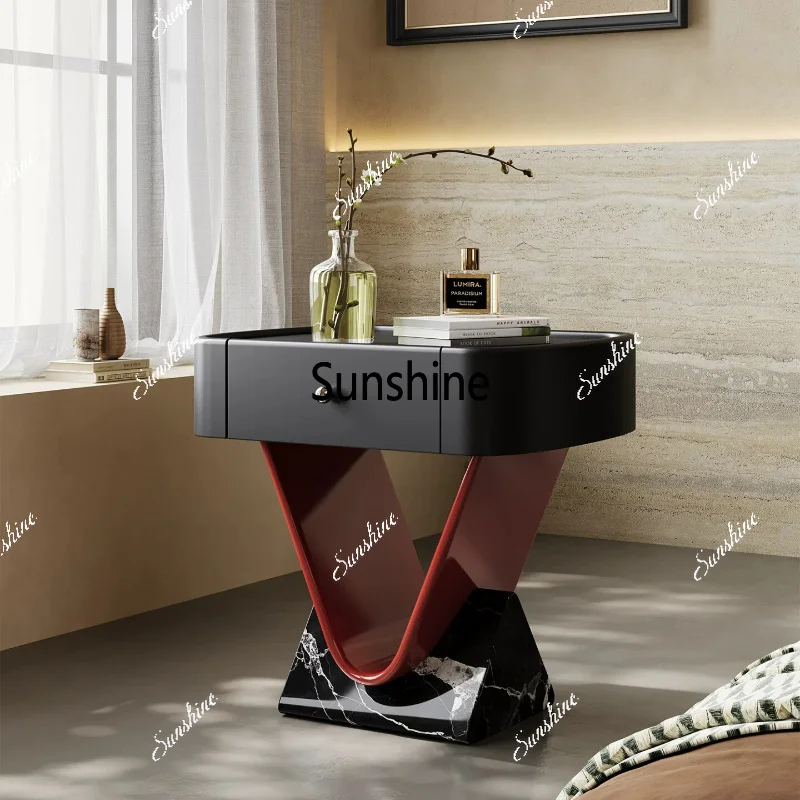 Italian minimalist bedside table bedroom light luxury high-end living room sofa side