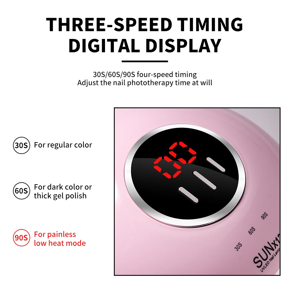 18 LEDS UV/LED เครื่องเป่าเล็บโคมไฟมี 3 โหมดจับเวลาจอแสดงผล LCD แห้งเร็วเล็บสําหรับเล็บ Salon/บ้านอะคริลิคเจลเครื่องมือ