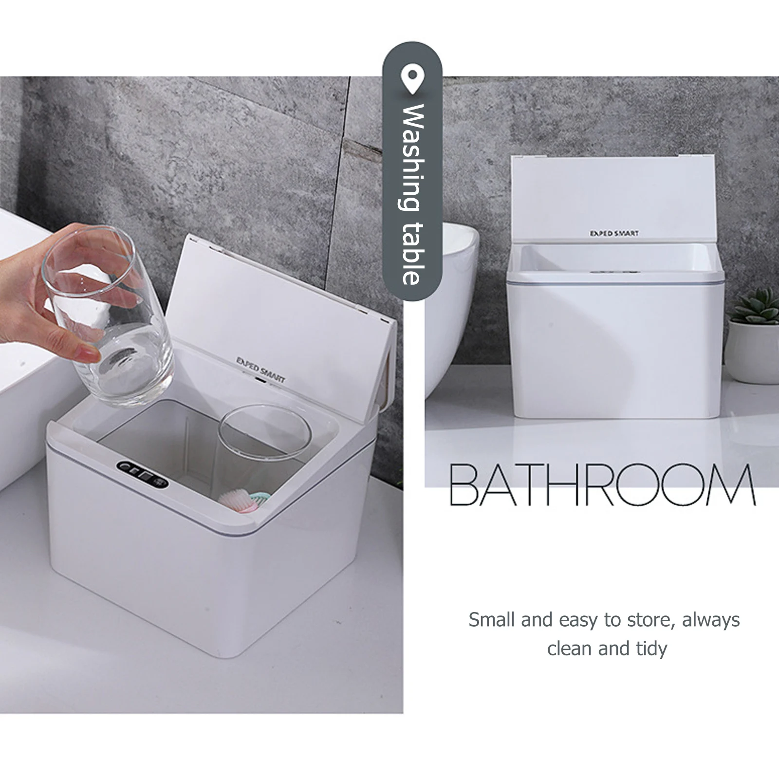 

Trash Can Intelligent Litter Container Plastic Garbage ganizer Sensor Storage Snack Box Tissue Holder Easy Installation