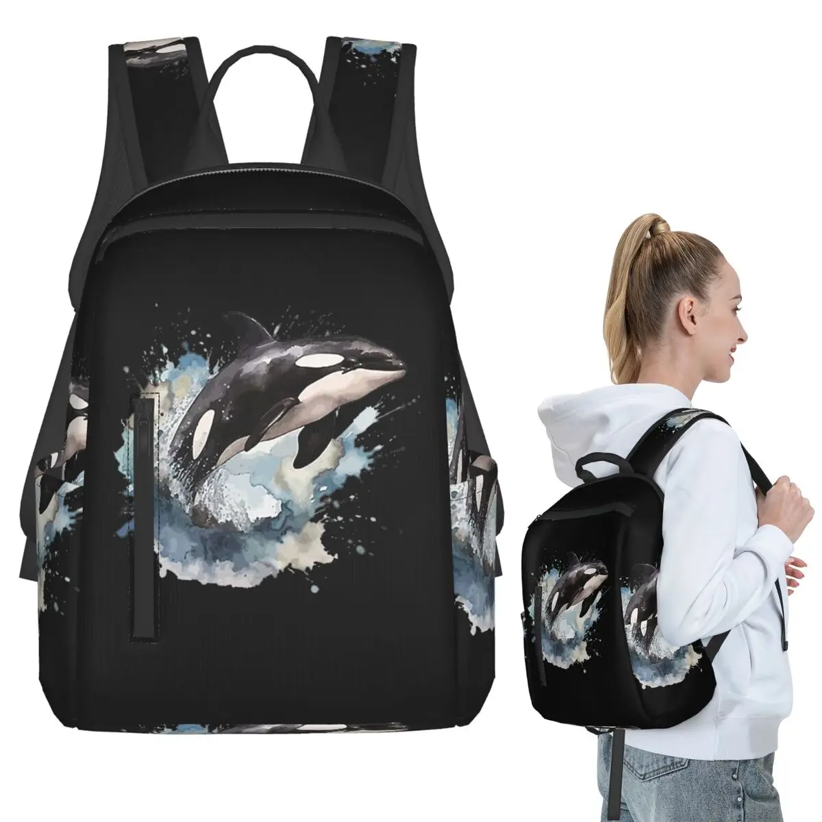 

Orca Aquatic Sea Ocean Killer Whale Backpack Student BookBag Kids School Bag Computer Shoulder Bags Boys Girls