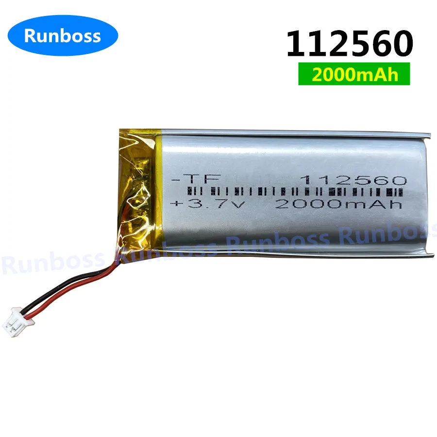 3.7V 2000mAh 112560   1,25 mm 2-pinowy polimerowy akumulator Lipo do monitora E-Book Power Bank Odtwarzacz wideo Płytka MID Przenośny tablet DVD PC