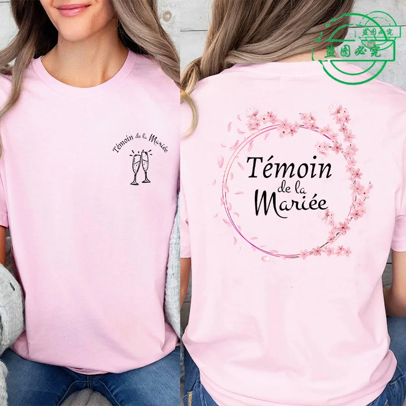 Koszulki dla przyszłej panny młodej z francuskiego EVJF, koszulki dla drużyny panny młodej z grafiką na plecach, koszulki na wieczór panieński, koszulki na pożegnanie.