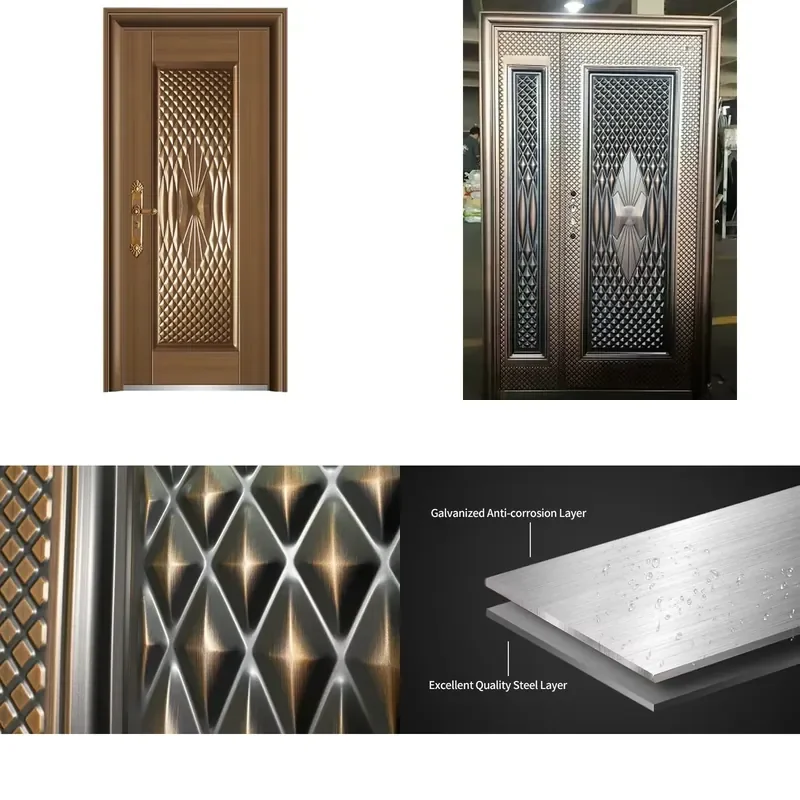 High Security Italian Style Anti-Theft Steel Copper Color Entrance Door