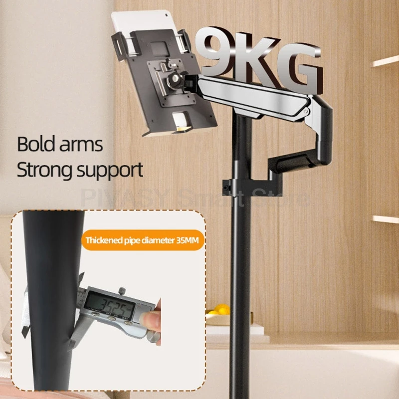 حامل تابلت قوي متعدد الزوايا لمكتب غرفة النوم مع قاعدة فولاذية سميكة وعجلات ناعمة ومشبك عريض 2 9 كجم