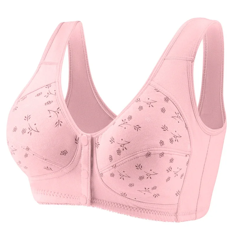 Plus Size Bra Front Buckle Underwear Women All-match Solid Color Beautiful Back Comfortable Gathered Breasts Breathable Bras