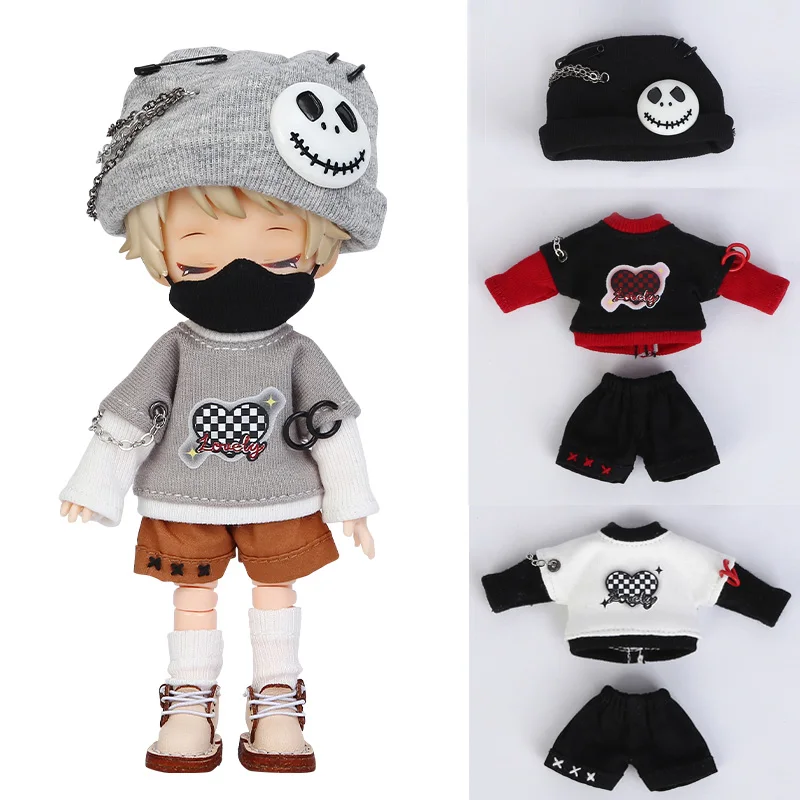 Ob11 Clothes Fashion Suit Heart Sweater Shorts Hat Mask for Obitsu11, Molly , Gsc, Ymy Body, P9, Penny, 1/12bjd Doll Accessories