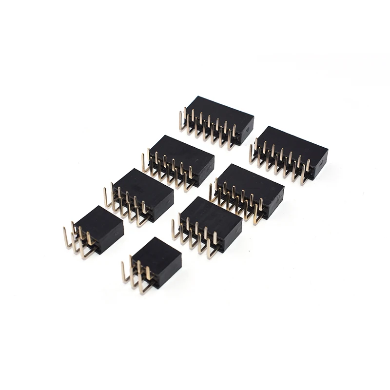 10PCS Female Pin Header 2.0mm Spacing Double Row 90 Degree Curved Needle Base 2*4/5/6/7/8/10/20/40 Pins