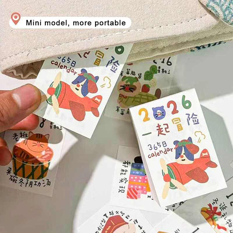 

Мини-календарь на 365-дневный планировщик на 2026 год, органайзер для годовой повестки дня, каракули, живопись, ежедневник для домашнего офиса, школы, бумага для заметок