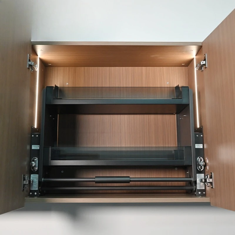 Kitchen Storage Accessories Modern Metal Iron Lifting Basket Adjustable Pull-down Shelf Cabinet Lifting Basket